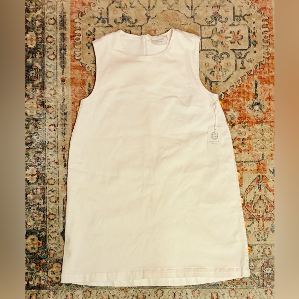 Hyacinth House Sleeveless Cream Bitsy Mini Dress with Polished Gold Buttons
